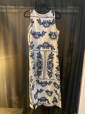 Spighe Di Lino | Dresses | Nwt Italy Linen Blend Spighe Di Lino Striped  Floral Midi Dress W Belt Size Xl | Poshmark
